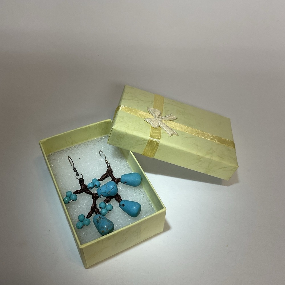 PANNEE Vintage Turquoise Branch Dangle Earrings Artisan Southwest Boho‎